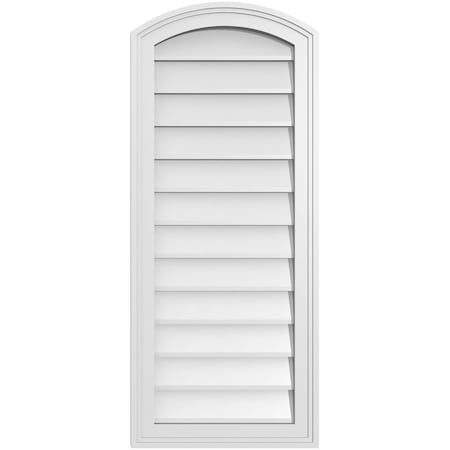 Ekena Millwork Arch Top Surface Mount PVC Gable Vent: Functional, w/ 2"W x 1-1/2"P Brickmould Frame, 16"W x 38"H GVPAR16X3802SF